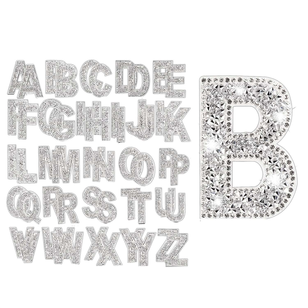 52Pc Glitter Rhinestone Alphabet Letter Stickers 2.4In Rhinestone A-Z