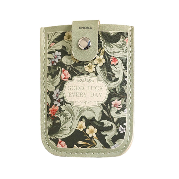 Enova Floral Slim Leather Card Holder Case for Women - Green