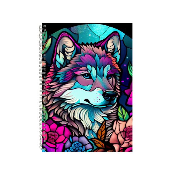 Wolf Face Stained Glass Notebook Animal Gift Idea A4 Notepad Pad 88