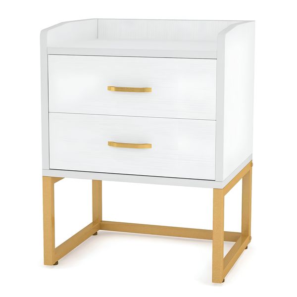 Contemporary Two Door Nightstand with Raised Edge
