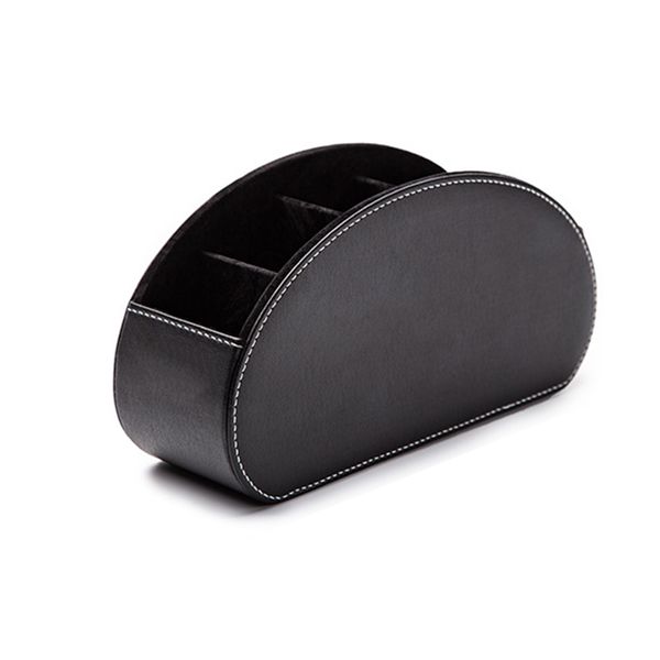PU Leather Remote Control Desktop Organizer With 5 Compartments