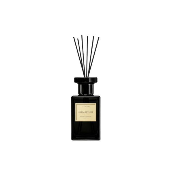 Square Glass Reed Diffuser with Fiber Reeds - Black