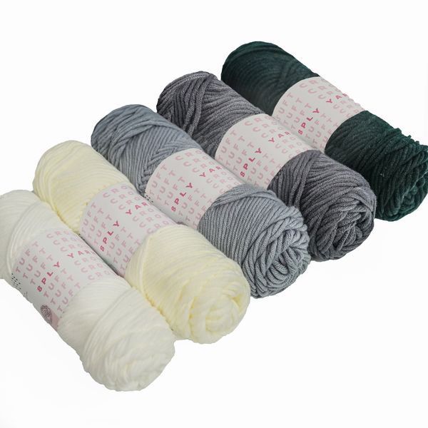 TUFT CROWD - White Black Yarn, 8-ply Tufting ( 5 x 100g ) , Knitting Yarn