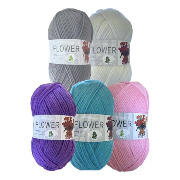 Double Knitting Polyester Yarn 100g (Pack of 5) Mixed Colours