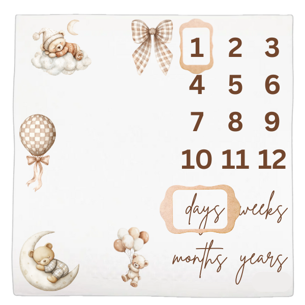 Baby Milestone Blanket Soft Memory Blanket-Teddy Land