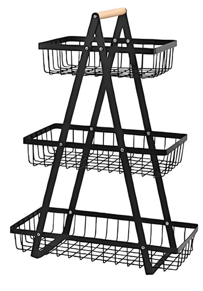 Basket For Fruit and Vegetable Organizer 3 Tire- Black