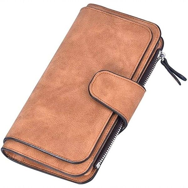 Elegant Multi-Slot Faux Leather Clutch Wallet - Tan