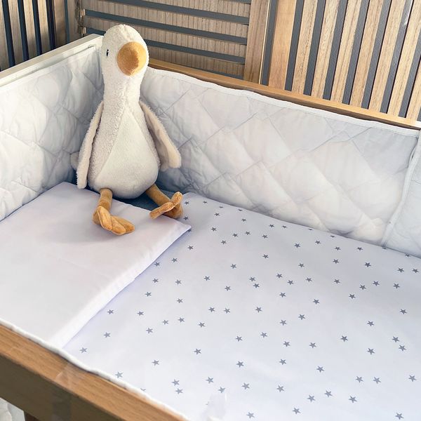 Cabbage Creek Cot Duvet Cover Set - Grey Stars on White