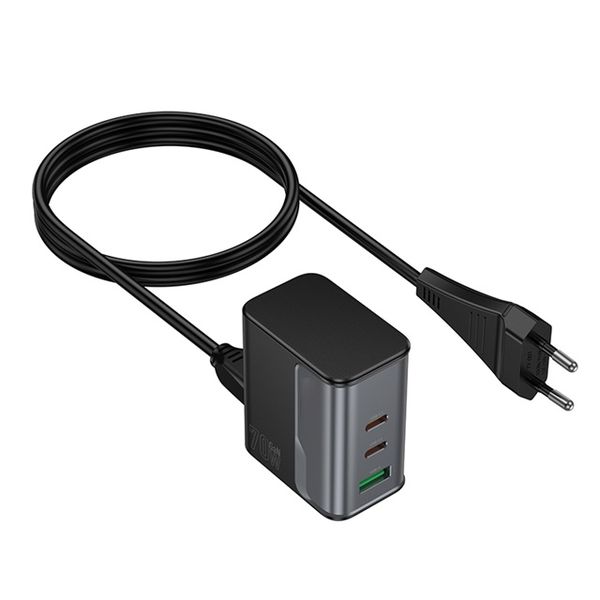 70W GaN Fast Charger-3-Port USB-C &amp; USB-A Intelligent Power Adapter (CS76A)