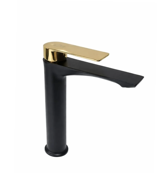 Exel Tall Black &amp; Gold Basin Mixer