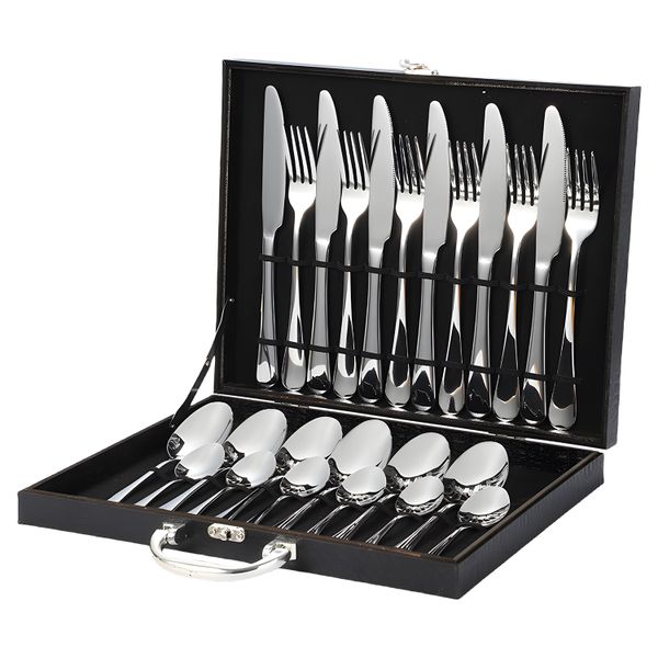 Redisson 24 Piece Stainless Steel Flatware in attractive Black Gift box