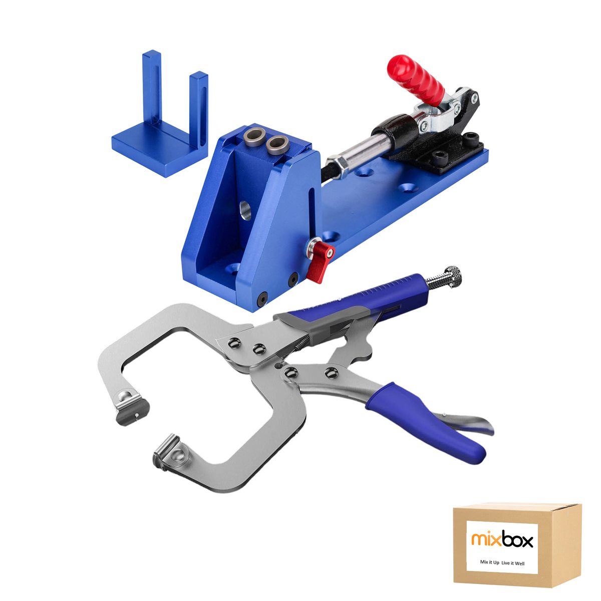 Mix Box 9.5MM Woodworking Pocket-Hole Drill Bit Jig Puncher Tool System Kit