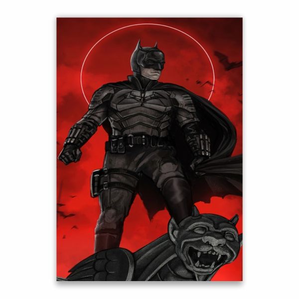 Batman On A Stone Gargoyle Poster - A1