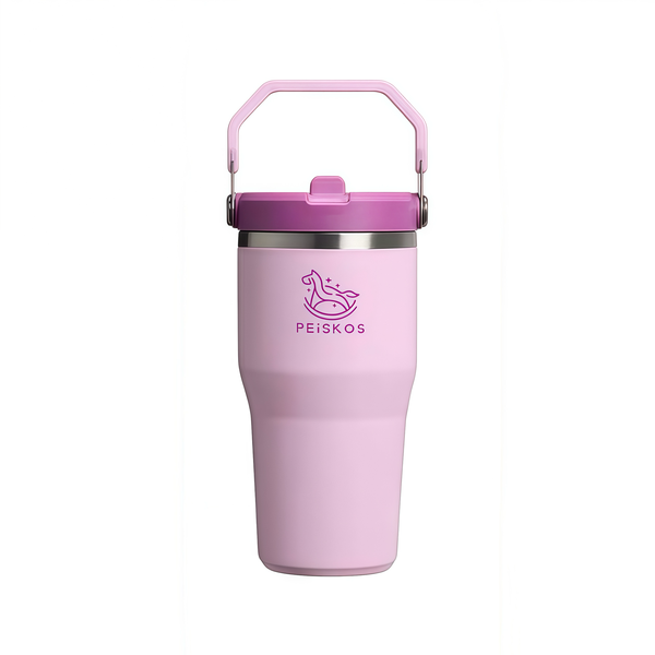 PEISKOS 20OZ 591ml Flip Straw Flask Leak Proof Insulated Tumbler Water Cup