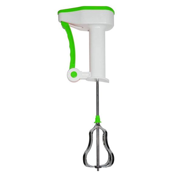 Manual Self Turning Stainless Steel Whisk Hand Blender - Green