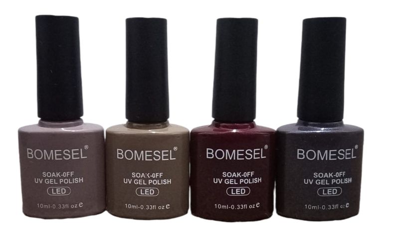 Bomesel UV Gel Nail Polish - Dark Colour Mix - 4 Pack