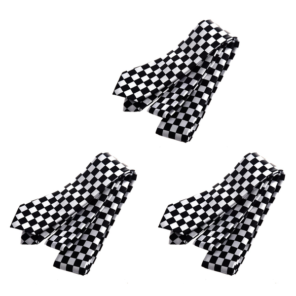 3X Mens Black White Plaid Checkered Necktie Neck Tie