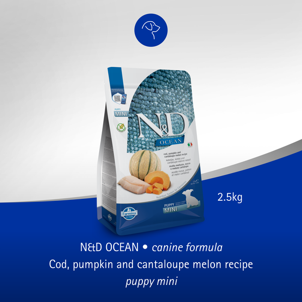 Farmina N&amp;D Cod, Pumpkin &amp; Cantaloupe Melon PUPPY Mini 2,5kg