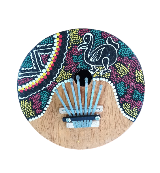 Mbira / Thumb Piano 20cm Coconut Shell Painted Dodo Bird Design - 7 Keys