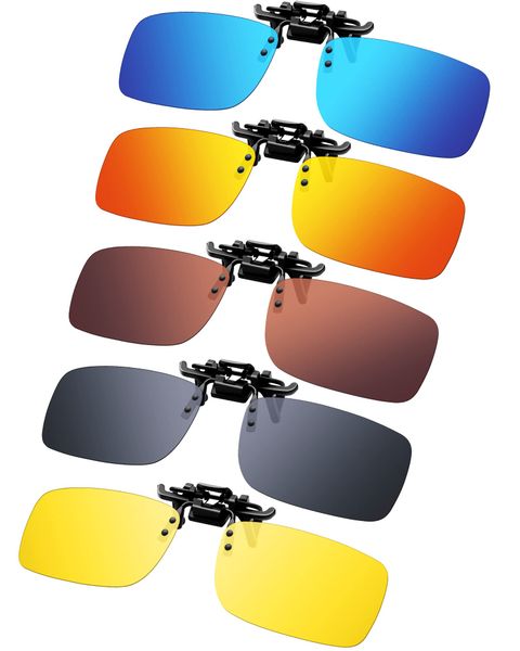 5-Piece Polarized Clip-On Sunglasses Set For Day/Night Driving and Outdoor