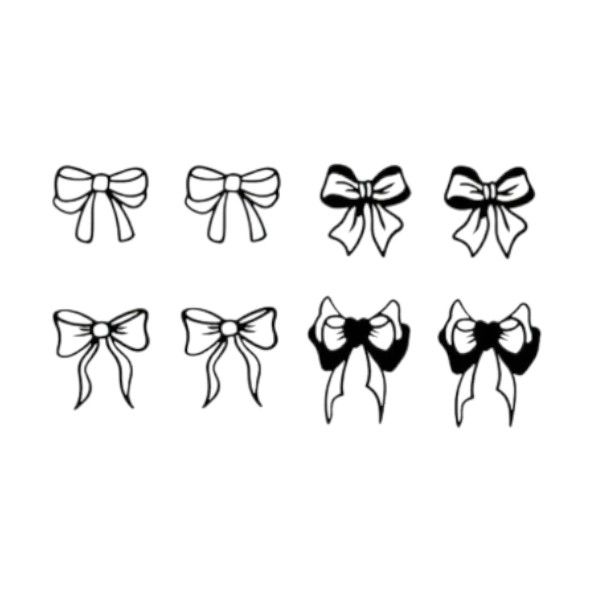 1 Sheet - Delicate Bow And Floral Design Temporary Tattoo - Black