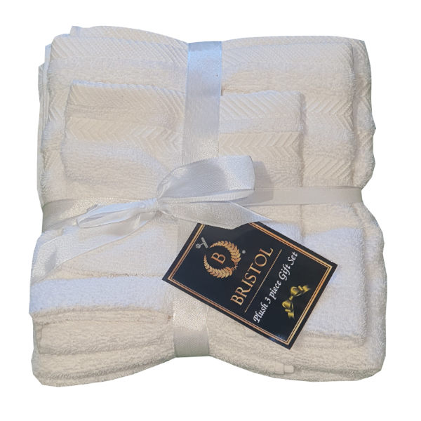 Bristol 100% Cotton Plush Towel Set - 3-Piece - White