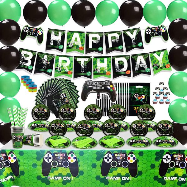 Blue Game On Video Game Gaming Birthday Party Balloon Banner Decoration Set