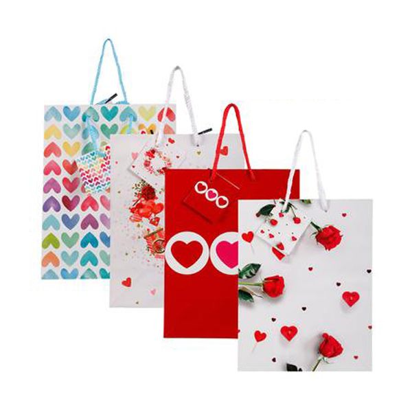 Medium Heart Gift Bags 18x23cm 4pc