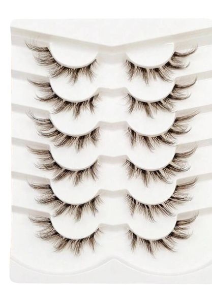 Faux Mink Fantasy Fluffy Brown Lashes for a Seductive Look - 6 Pairs