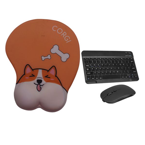 LD Ergonomic Doggie Mouse Pad and Wireless Keyboard and Mouse