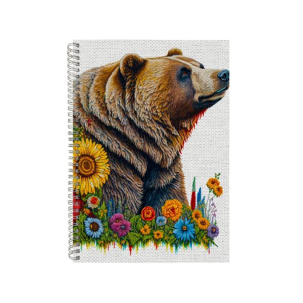 Embroidered GRIZZLY BEAR Notebook Animal Gift Idea Notepad Pad 100
