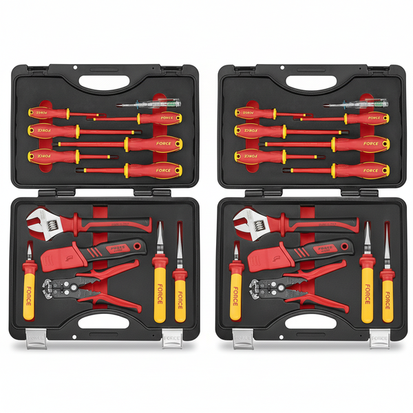 Force 15 Piece Insulated Tool Set for Electrical Work - 2 Pack