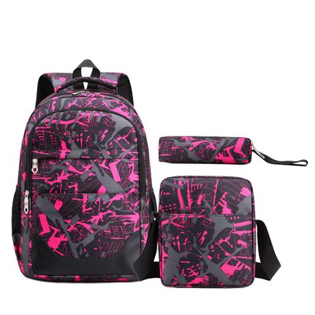 Backpack Set with Lunch Box Pencil Case Cool Splash Print School Bookbag Image