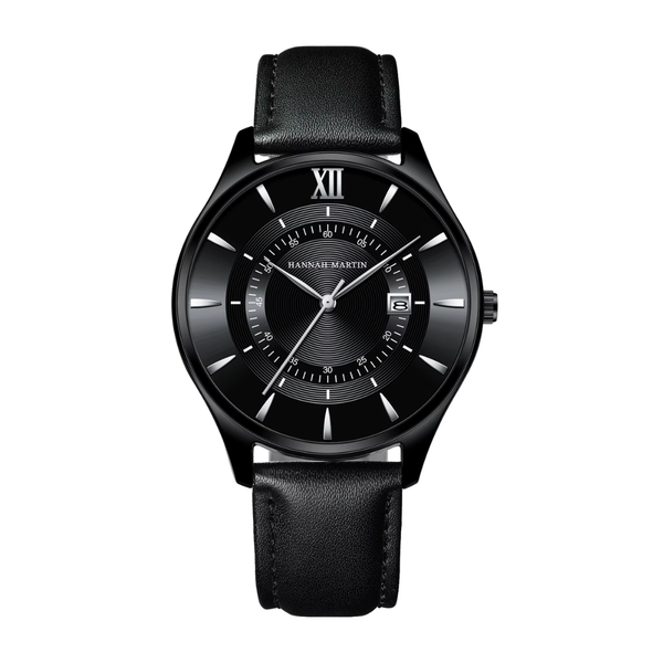 Hannah Martin Men's Genuine Leather Strap Watch - Sterling Edition