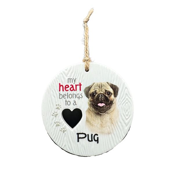 Piece of my Heart Ceramic Plaque - Pug
