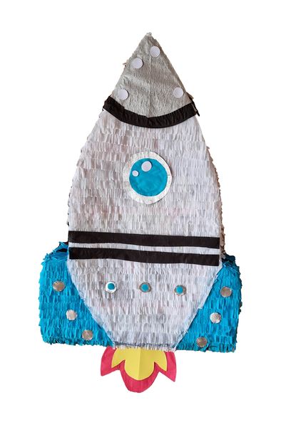 Light Blue &amp; White Rocket Pinata