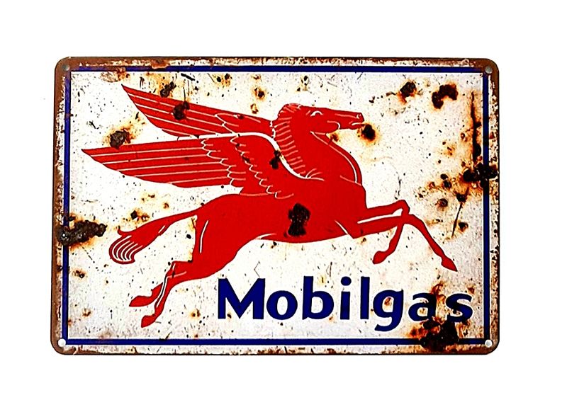MOBILGAS Rusted Metal Effect Retro Style Bar Sign for Cafe Bar Wall Decor