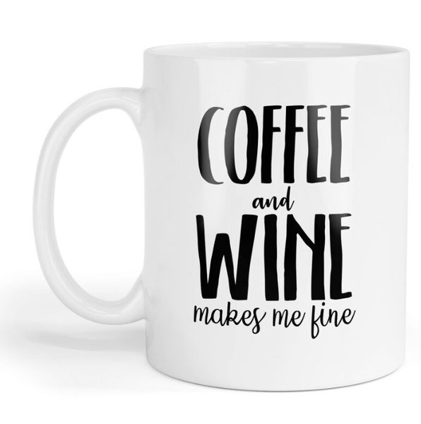 Coffee and Wine Make Me Fine Christmas Birthday Gift Mug