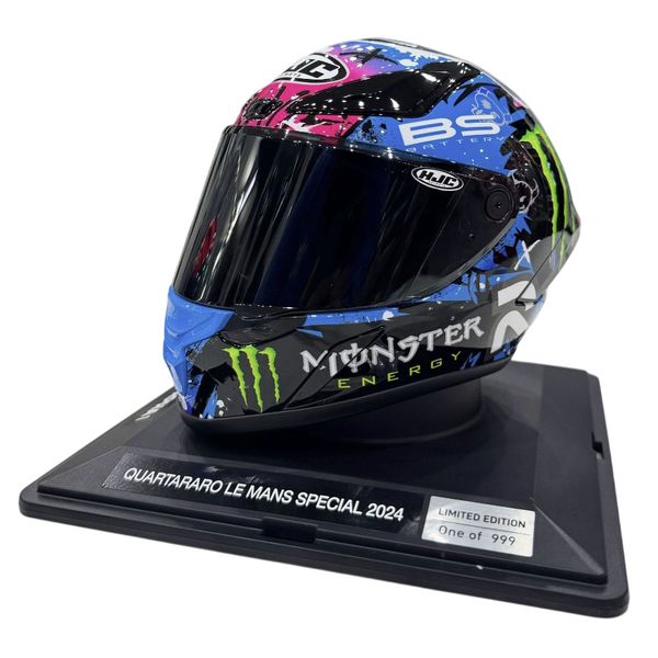 Mini Limited Edition Novelty Helmet Inspired by Fabio Quartararo -Blue/Pink