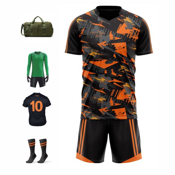 Ronex RC-751 Soccer Kit-Full Team Combo Adult (Black/Charcoal/Orange)