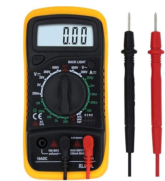 Multi-Functional Digital Meter with Test Probes and Overload Protection
