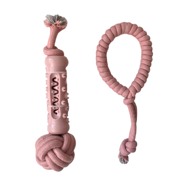 2-Pack Durable Dog Rope Toy Set - Pink
