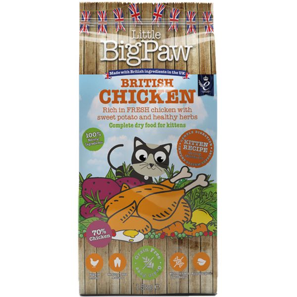 Premium Little Big Paw Kitten Dry Cat Food 1.5kg - British Chicken Complete