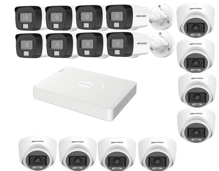 Hikvision 16CH DVR + 16 Smart Light &amp; Audio Cameras SBR Bundle