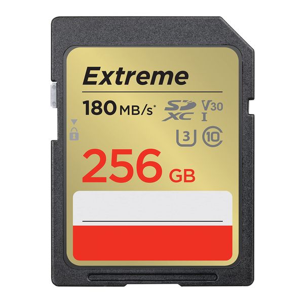 256GB Extreme SD Card UHS-I V30 U3 180MB/s for Cameras