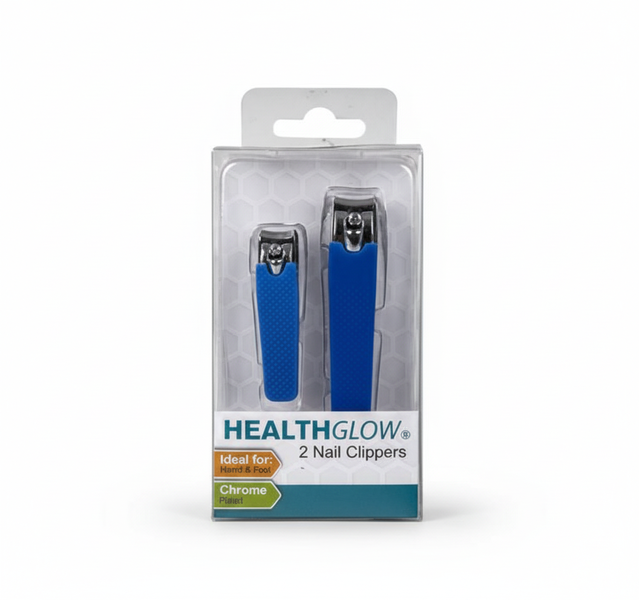 H/Glow Nail Clipper Set for Hands and Feet - Stainless Steel Tools - 2 Pack