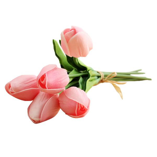 Home Garden Decor Vibrant Artificial Tulip Flower Set of 5 - 34cm