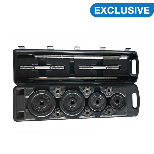 GetUp 50kg Dumbell Set and Cast Iron Barbell