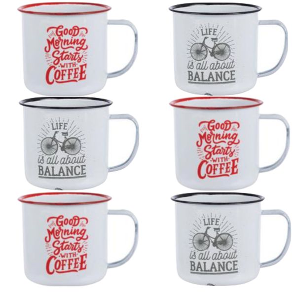 Home Kitchen Camping Enamel Mug With Cute Sayings Set of 6