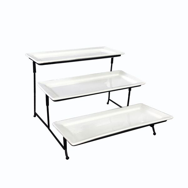 Tiered Serving Stand and Platters Set 3 Tier Serving Tray with Rack